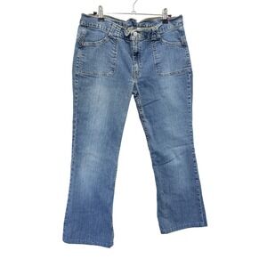 Levis Jeremy Jean Womens 12 Medium Wash Straight Leg Utility Patch Pocket Denim